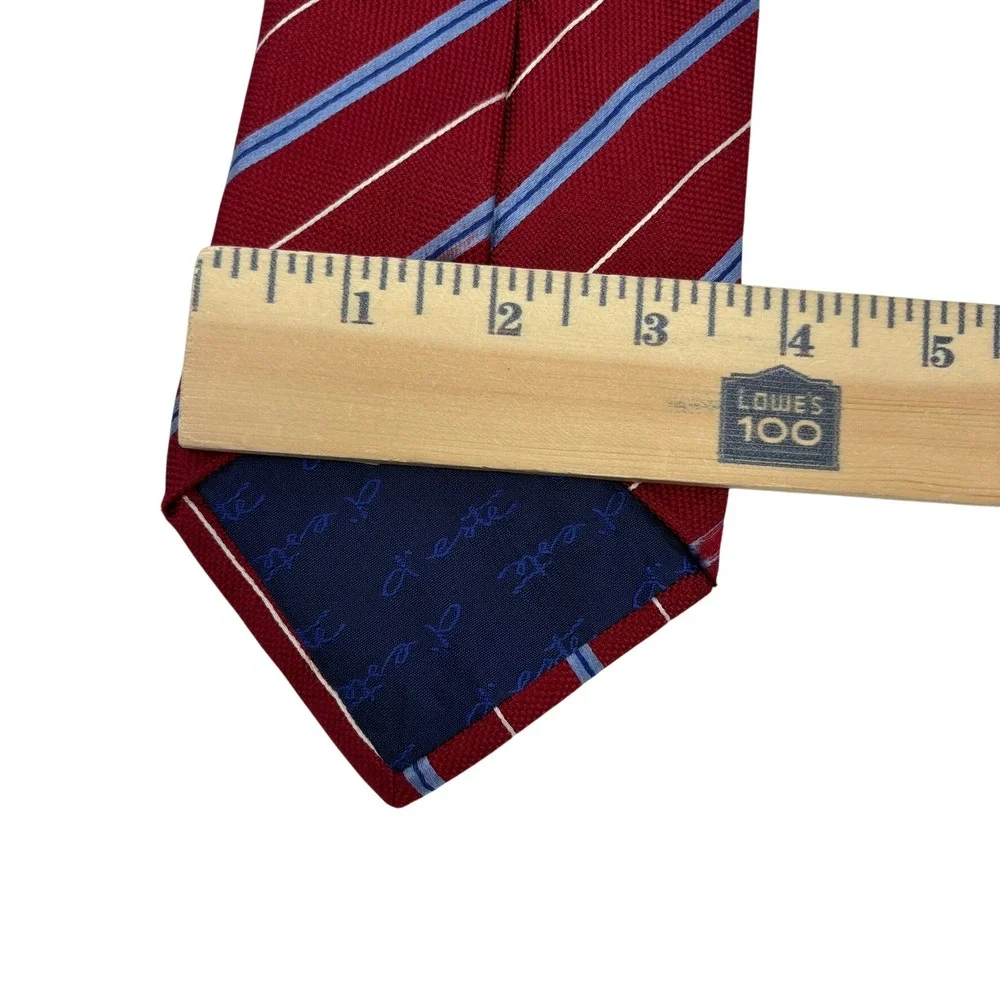 D'Este Necktie Mens Red Blue Striped Silk Made in Italy Business Formal